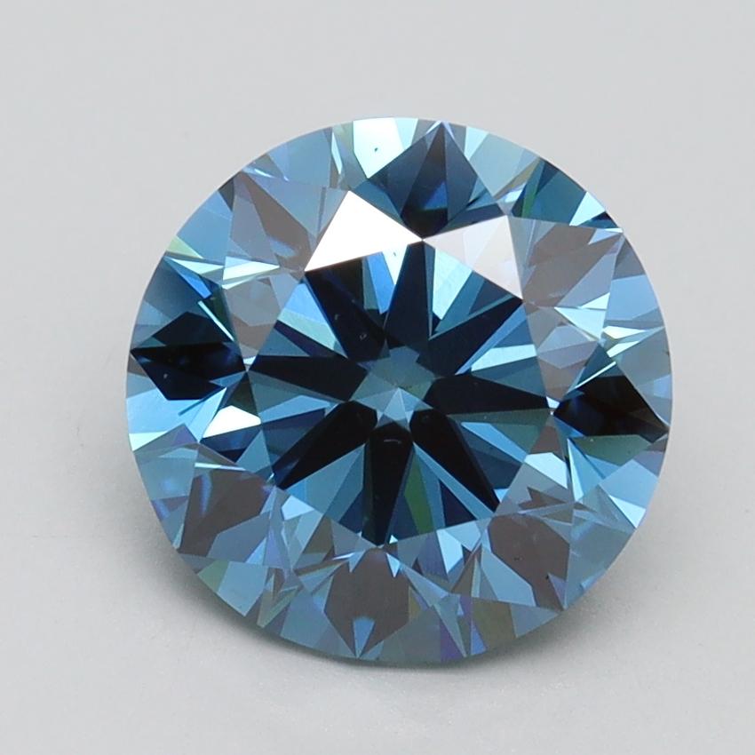 2.44 Ct. Fancy Vivid Blue Round Lab Grown Diamond