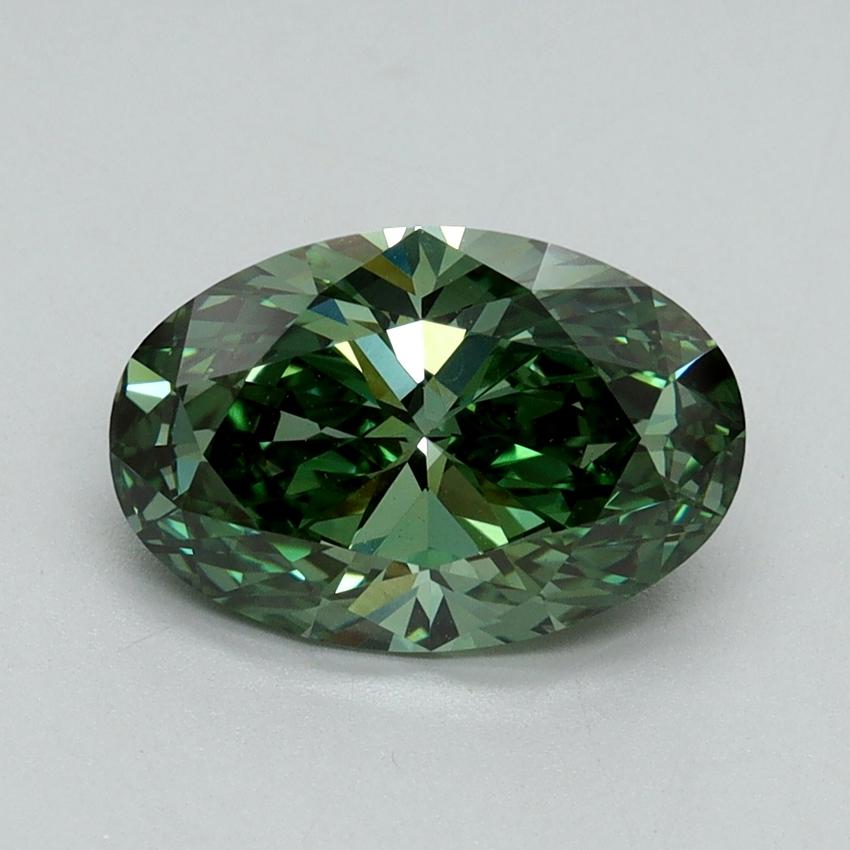 2.04 Ct. Fancy Vivid Green Oval Lab Grown Diamond