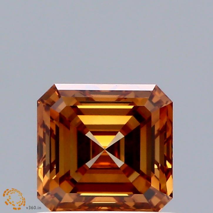 0.95 Ct. Fancy Intense Orange Asscher Lab Grown Diamond