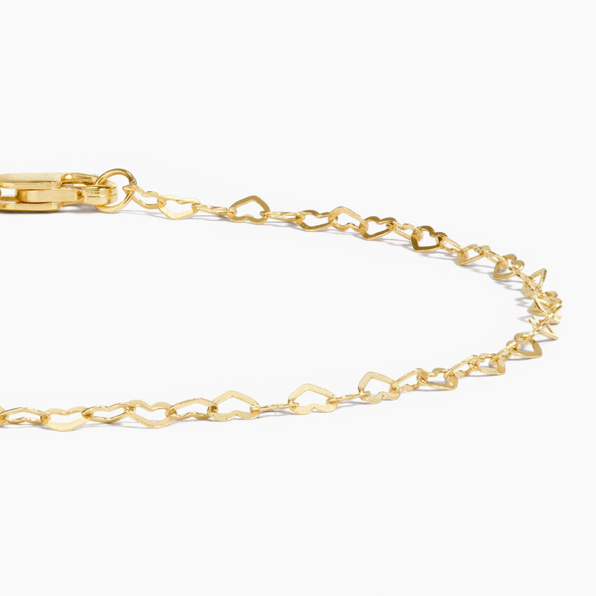 7 in. Heart Chain Bracelet in 14K Yellow Gold