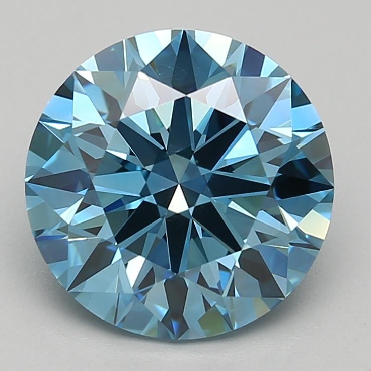 2.40 Ct. Fancy Vivid Blue Round Lab Grown Diamond