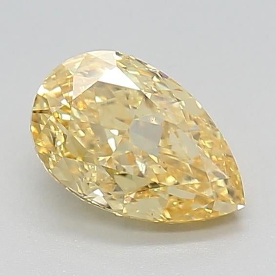 0.90 Ct. Fancy Vivid  Yellow Pear Lab Grown Diamond