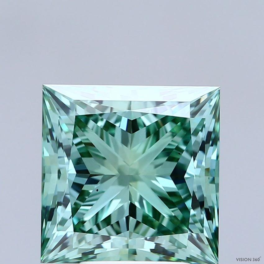 5.19 Ct. Fancy Vivid Green Princess Lab Grown Diamond