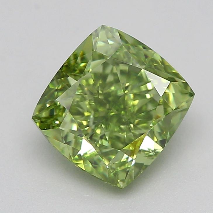 1.04 Ct. Fancy Vivid  Green Cushion Lab Grown Diamond