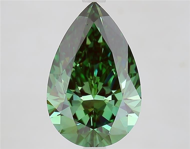 3.87 Ct. Fancy Vivid  Green Pear Lab Grown Diamond