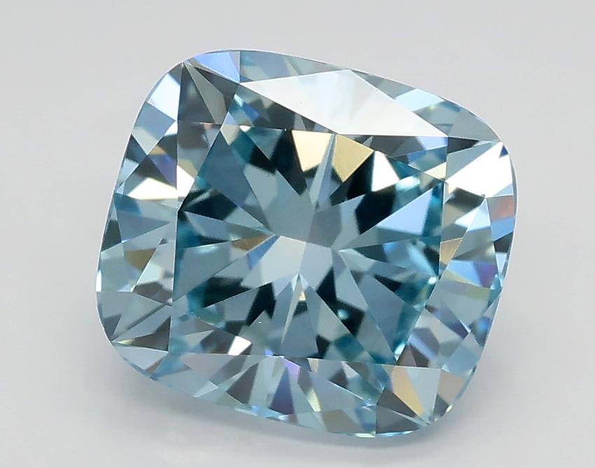 2.54 Ct. Fancy Intense Greenish Blue Cushion Lab Grown Diamond