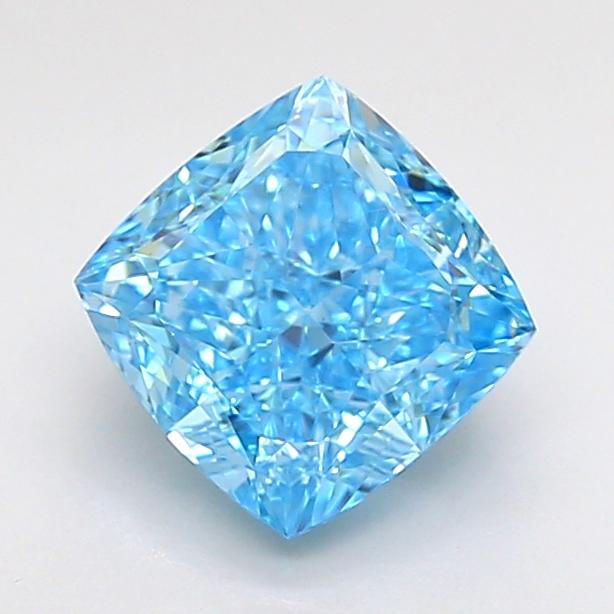 1.58 Ct. Fancy Vivid  Blue Cushion Lab Grown Diamond