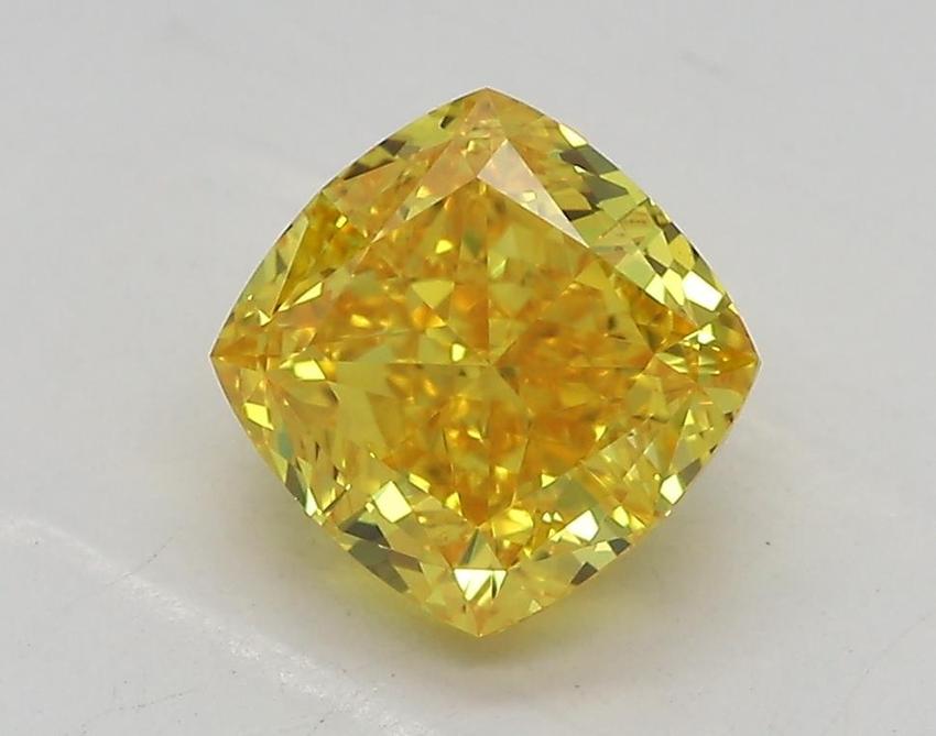 1.67 Ct. Fancy Vivid Yellow Cushion Lab Grown Diamond