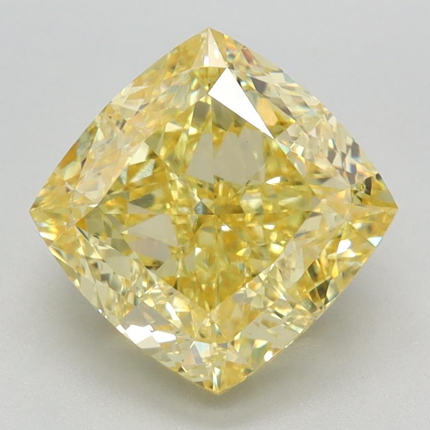 3.23 Ct. Fancy Vivid Yellow Cushion Lab Grown Diamond