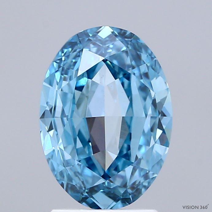 1.62 Ct. Fancy Vivid Blue Oval Lab Grown Diamond
