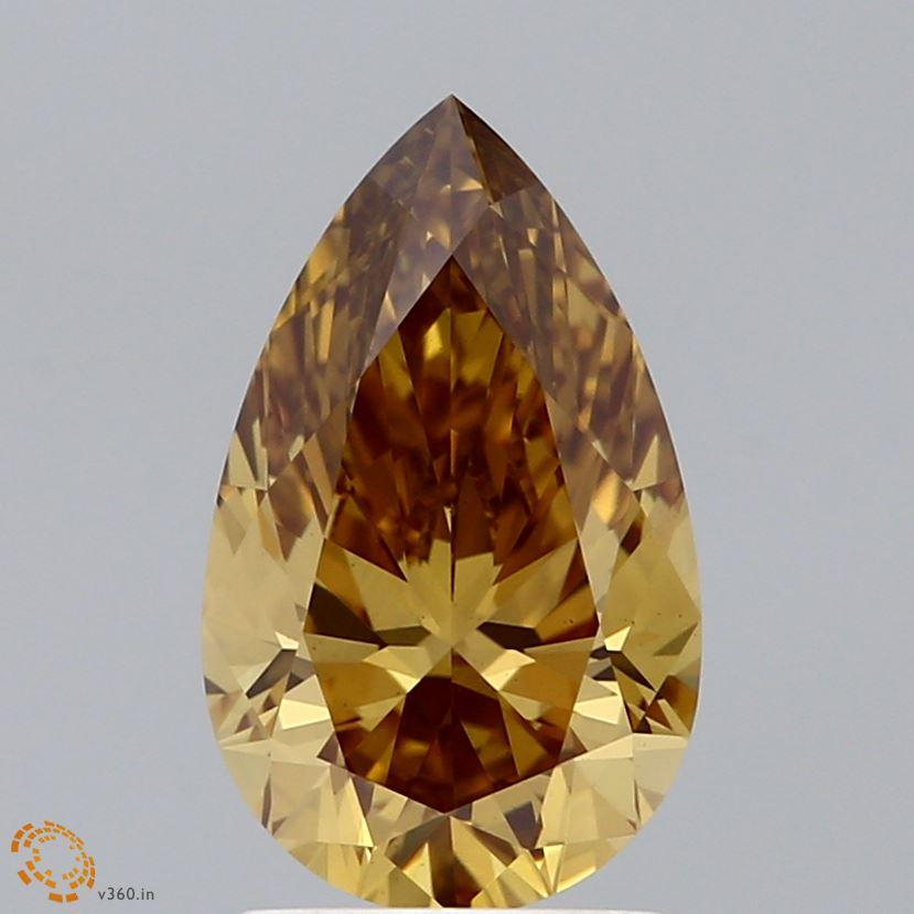 2.01 Ct. Fancy Intense Brownish Yellow Pear Lab Grown Diamond