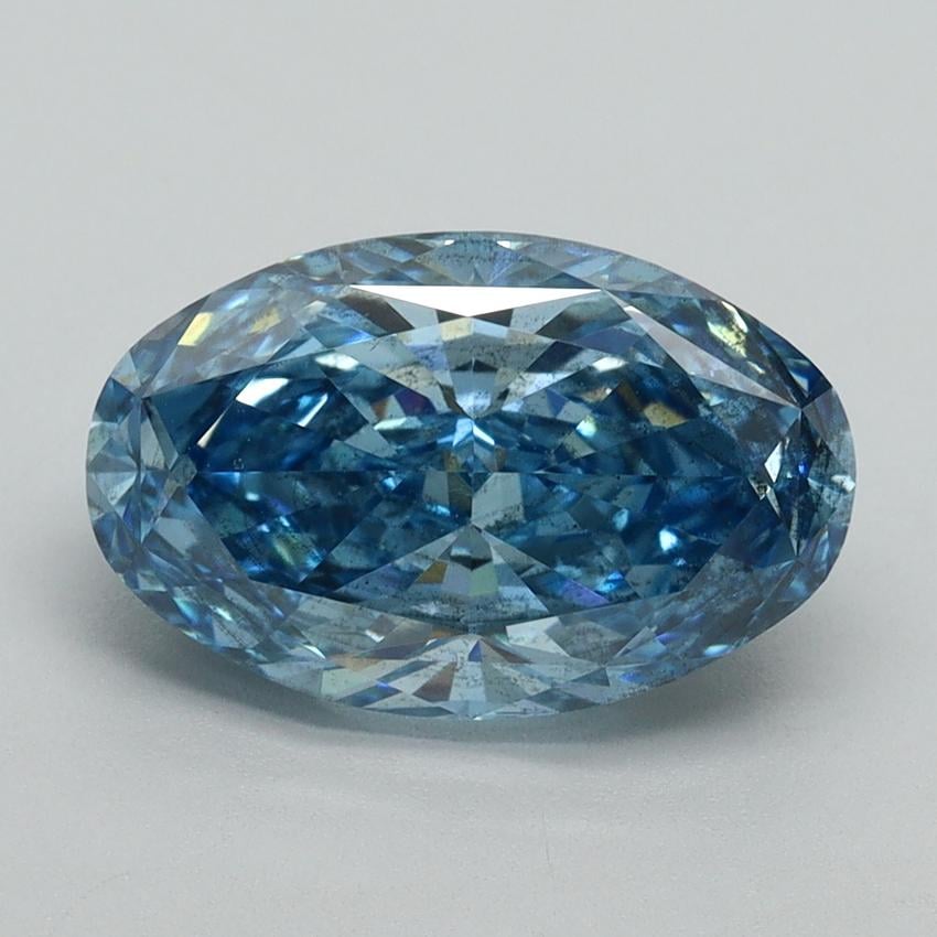 3.03 Ct. Fancy Vivid Blue Oval Lab Grown Diamond