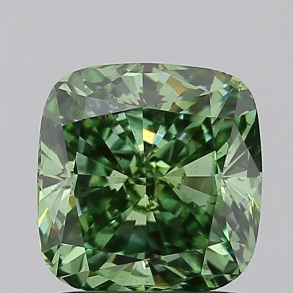 1.48 Ct. Fancy Vivid  Green Cushion Lab Grown Diamond