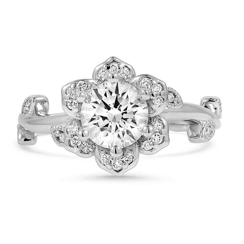 Custom Leaves and Petals Diamond Ring
