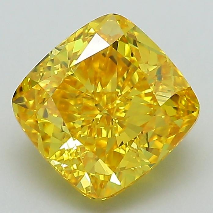 2.44 Ct. Fancy Vivid Yellow Cushion Lab Grown Diamond