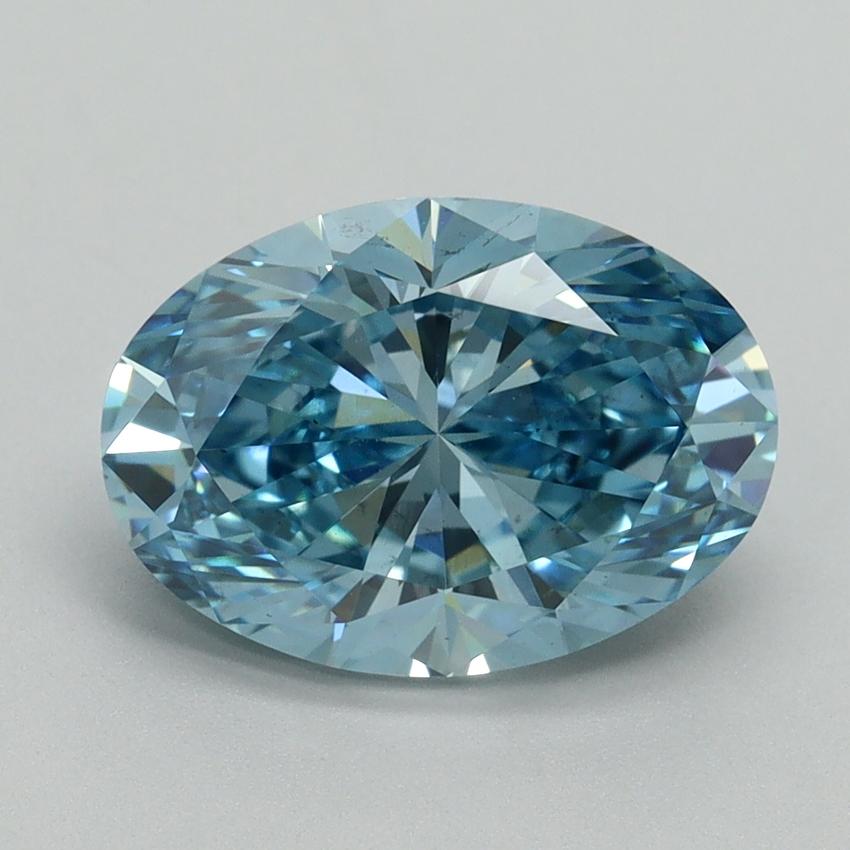 3.04 Ct. Fancy Vivid Blue Oval Lab Grown Diamond