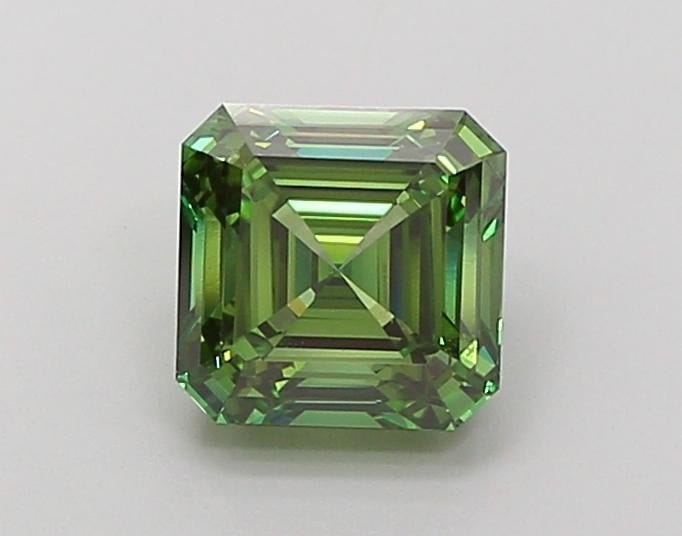 2.0 Ct. Fancy Vivid Green Asscher Lab Grown Diamond