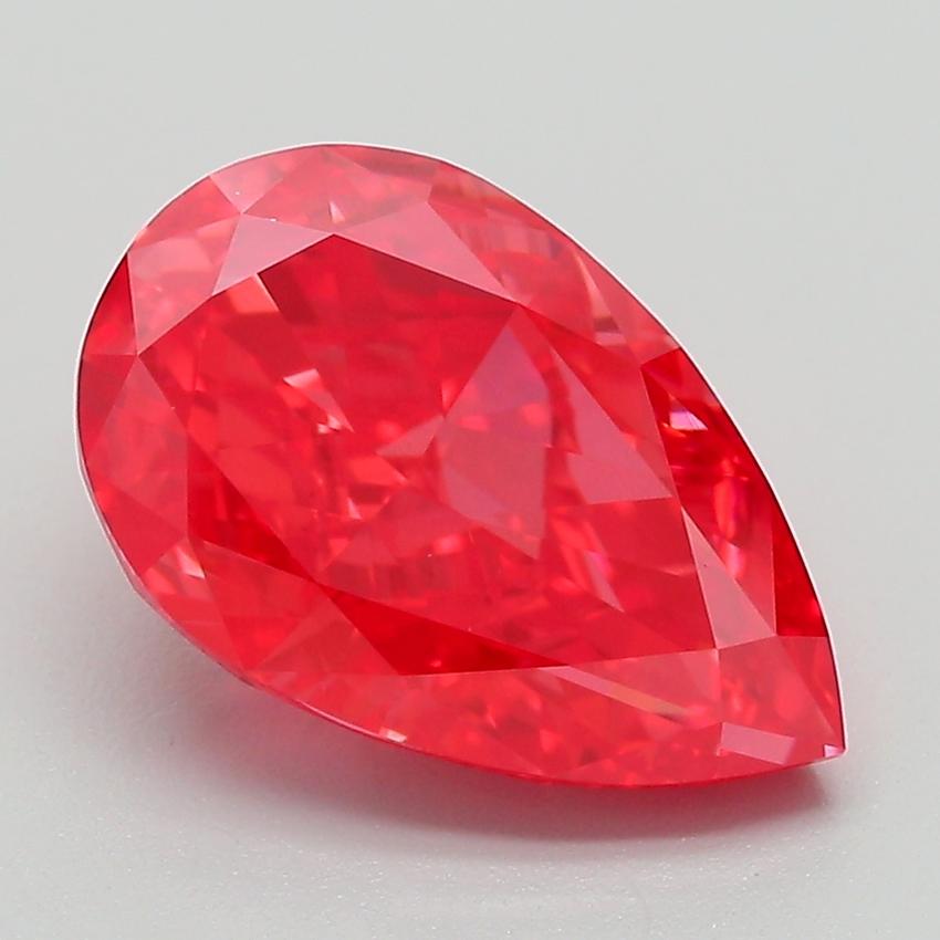 3.44 Ct. Fancy Vivid Red Pear Lab Grown Diamond