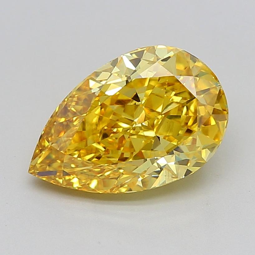 3.76 Ct. Fancy Vivid  Yellow Pear Lab Grown Diamond