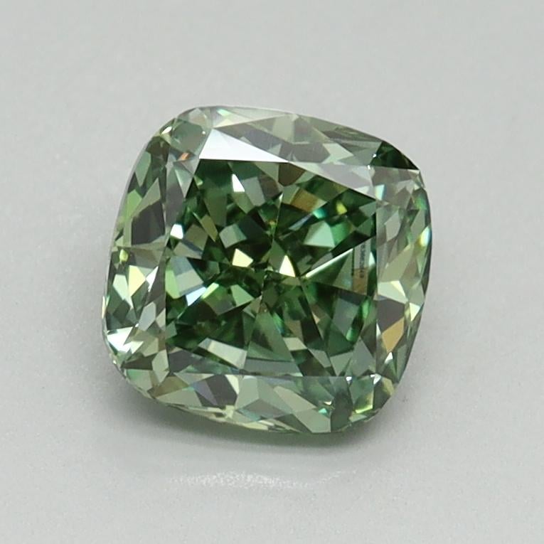 1.01 Ct. Fancy Vivid Green Cushion Lab Grown Diamond