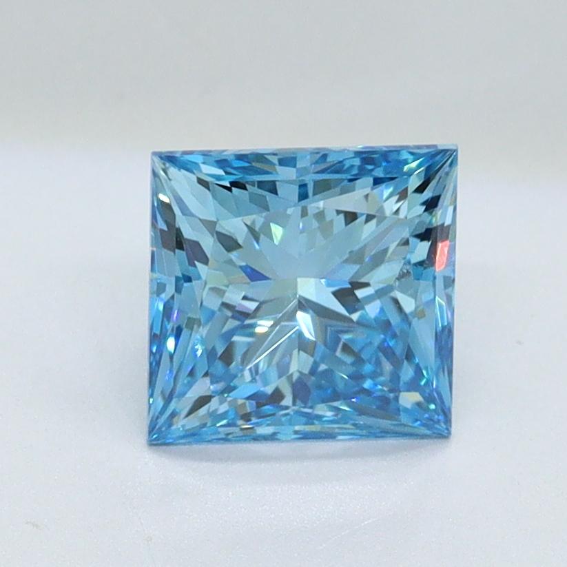 1.27 Ct. Fancy Vivid Malibu Blue Princess Lab Grown Diamond