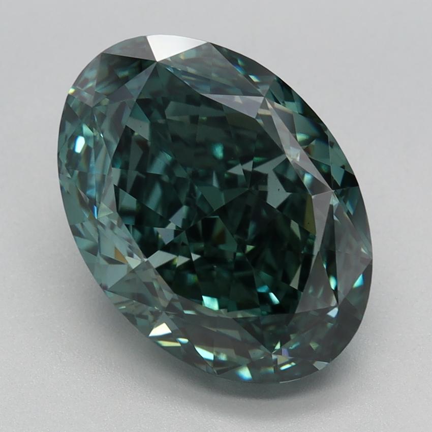 4.35 Ct. Fancy Vivid Green Oval Lab Grown Diamond