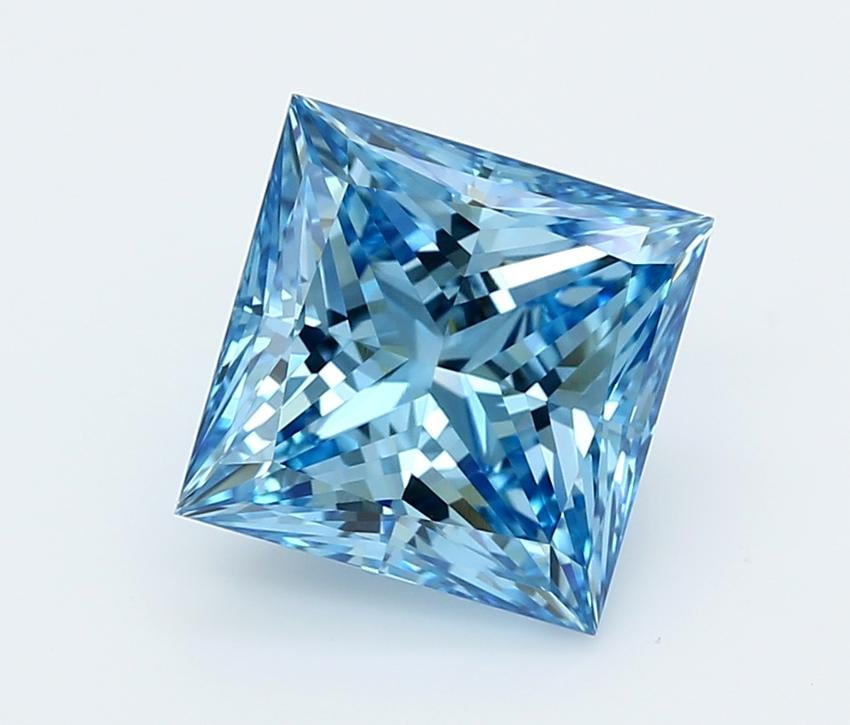 4.03 Ct. Fancy Vivid  Blue Princess Lab Grown Diamond