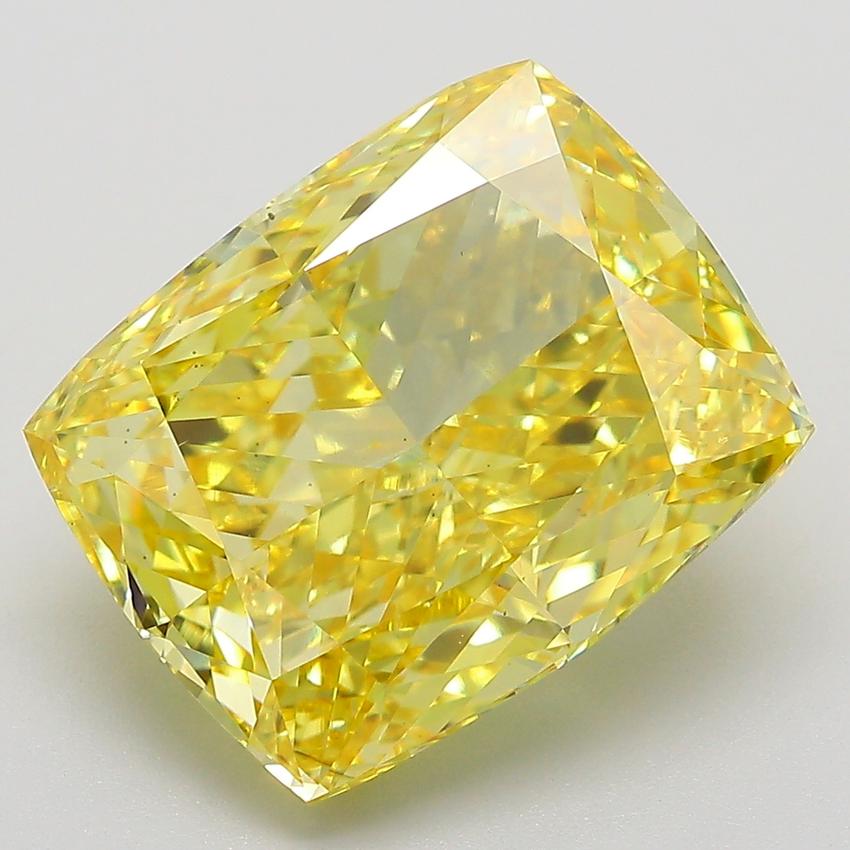 8.03 Ct. Fancy Vivid  Yellow Cushion Lab Grown Diamond