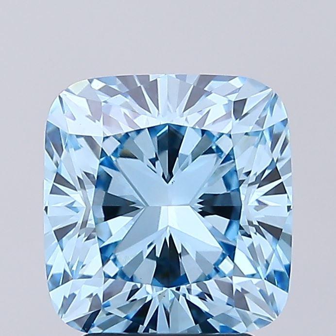 3.01 Ct. Fancy Vivid Blue Cushion Lab Grown Diamond