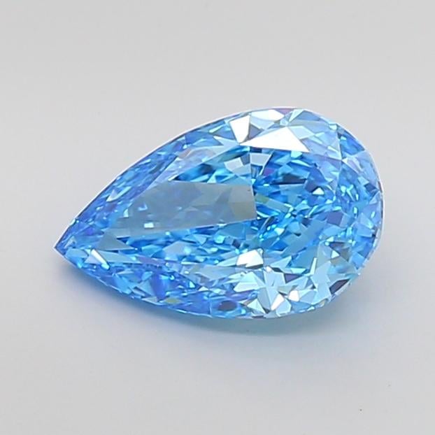 3.01 Ct. Fancy Vivid Greenish Blue Pear Lab Grown Diamond