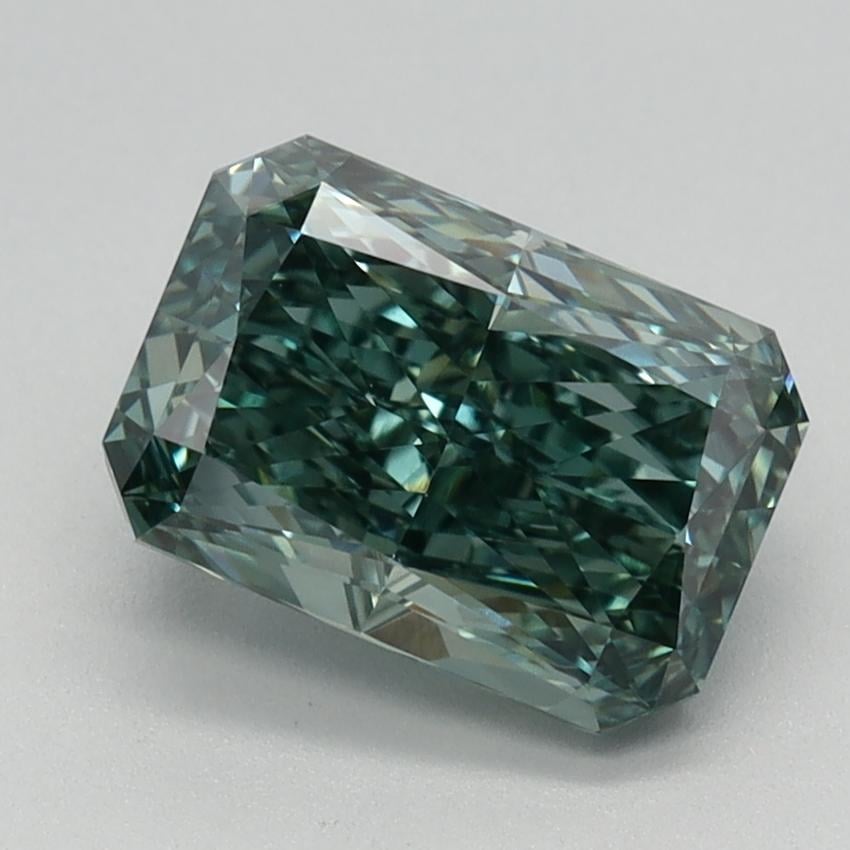 1.61 Ct. Fancy Vivid Blue Green Radiant Lab Grown Diamond