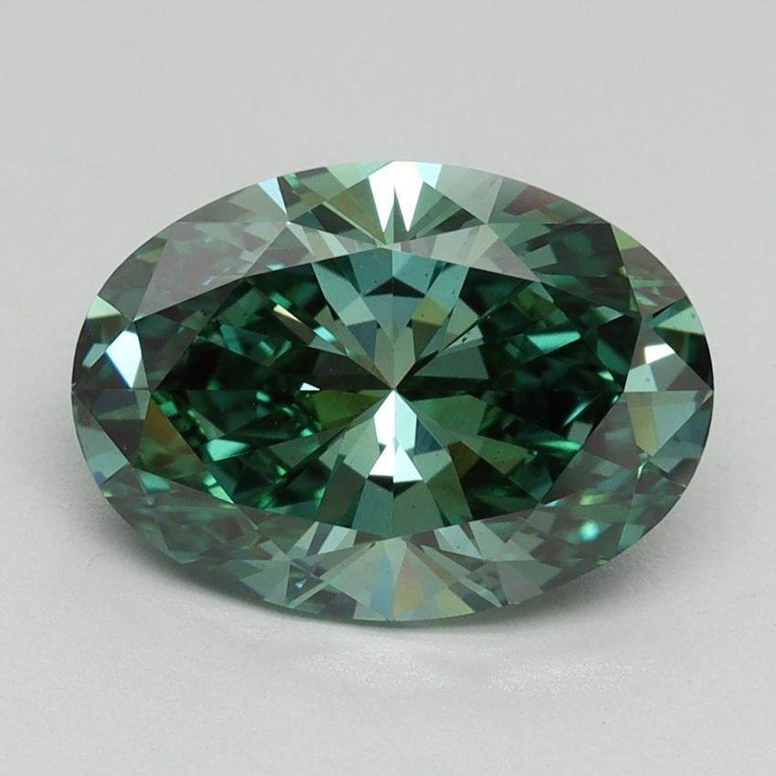 3.04 Ct. Fancy Vivid Pacific Green Oval Lab Grown Diamond