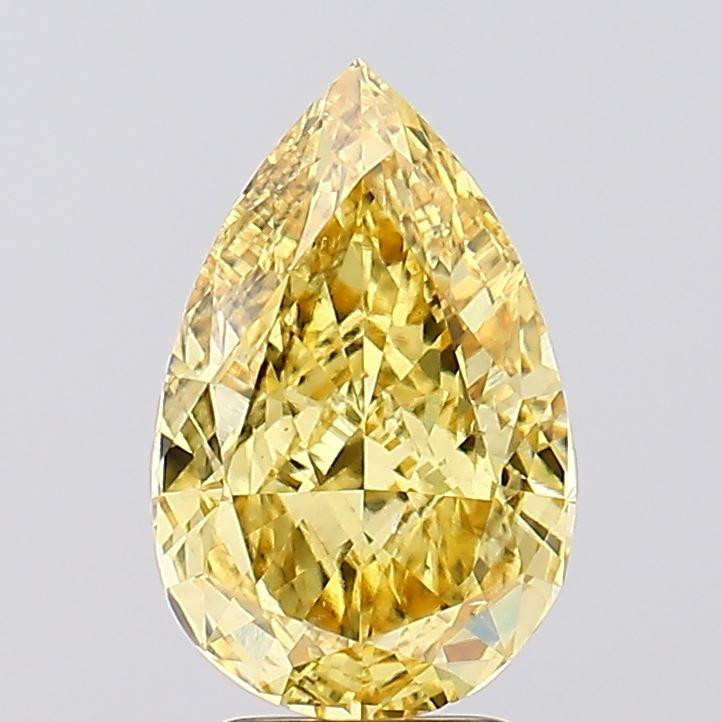 4.03 Ct. Fancy Vivid  Yellow Pear Lab Grown Diamond