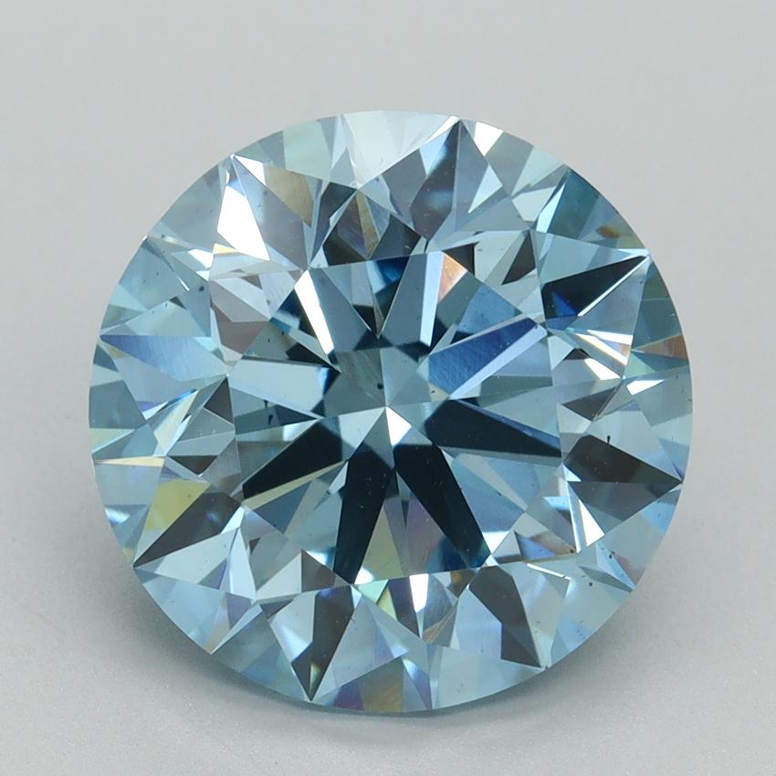 6.01 Ct. Fancy Vivid Blue Round Lab Grown Diamond