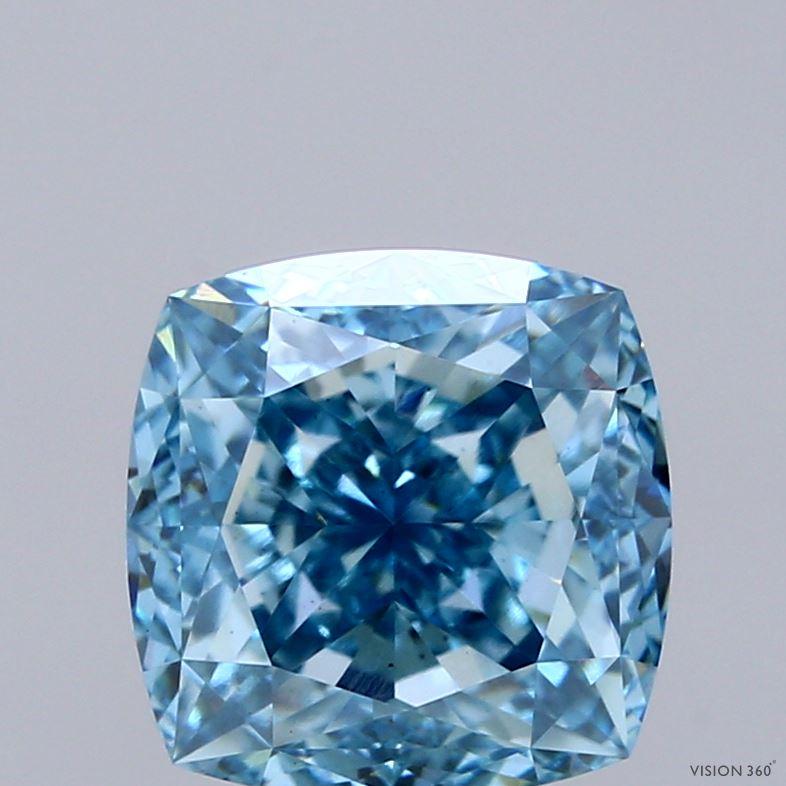 4.07 Ct. Fancy Vivid Blue Cushion Lab Grown Diamond