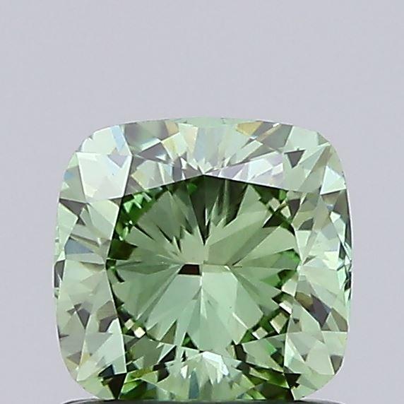 0.86 Ct. Fancy Vivid Green Cushion Lab Grown Diamond