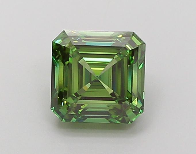 2.00 Ct. Fancy Vivid Green Asscher Lab Grown Diamond
