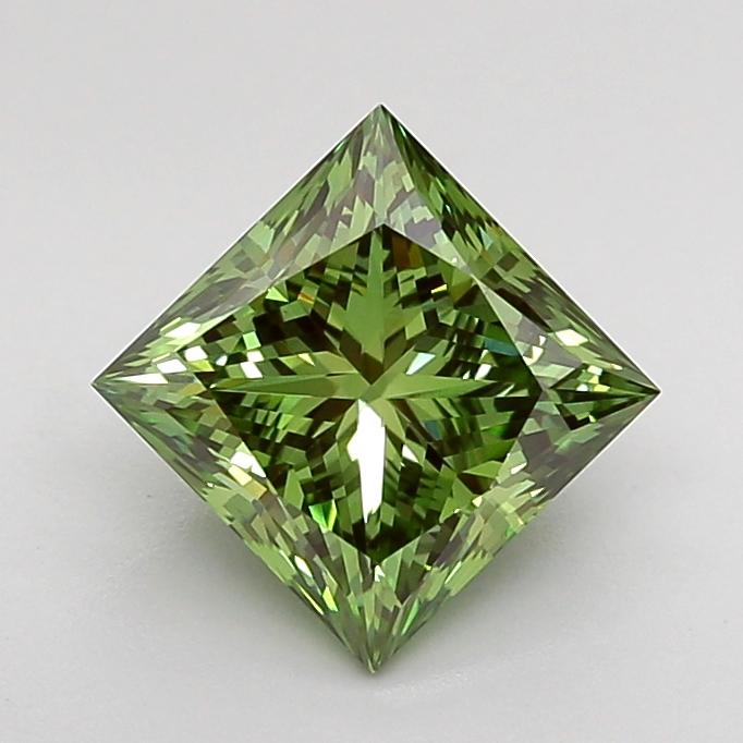 1.54 Ct. Fancy Vivid Green Princess Lab Grown Diamond
