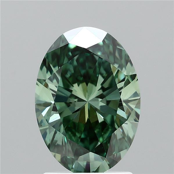 2.02 Ct. Fancy Vivid Green Oval Lab Grown Diamond