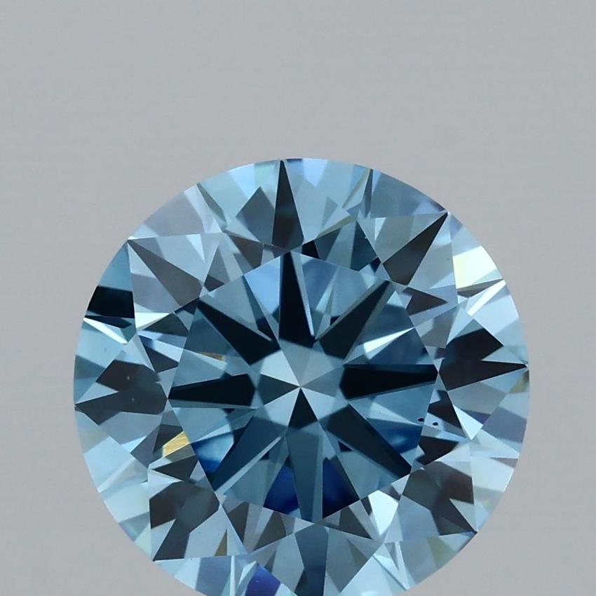 3.09 Ct. Fancy Vivid Blue Round Lab Grown Diamond