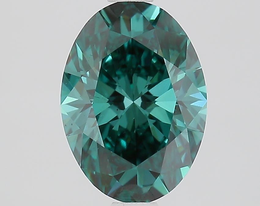 1.48 Ct. Fancy Vivid Bluish Green Oval Lab Grown Diamond