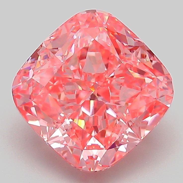 3.09 Ct. Fancy Vivid Pink Cushion Lab Grown Diamond