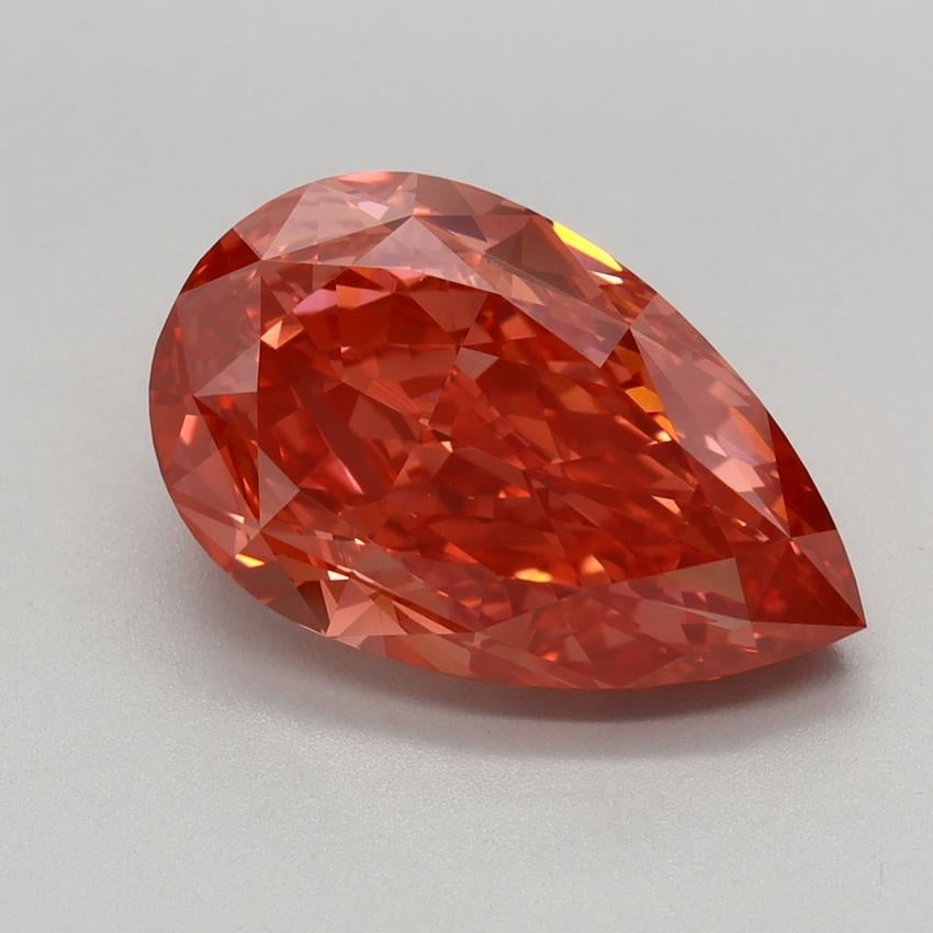 4.07 Ct. Fancy Vivid Red Pear Lab Grown Diamond