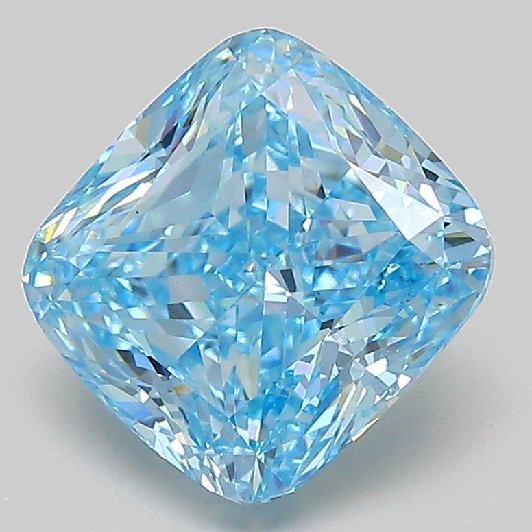 3.02 Ct. Fancy Vivid  Blue Cushion Lab Grown Diamond