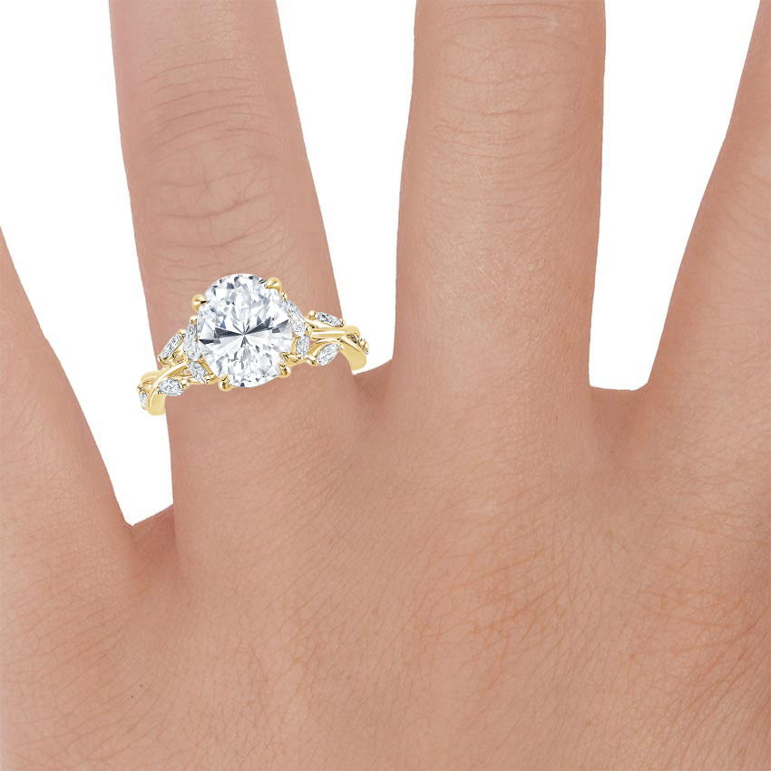 18K Yellow Gold Secret Garden Diamond Ring (1/2 ct. tw.), large zoomed in top view on a hand