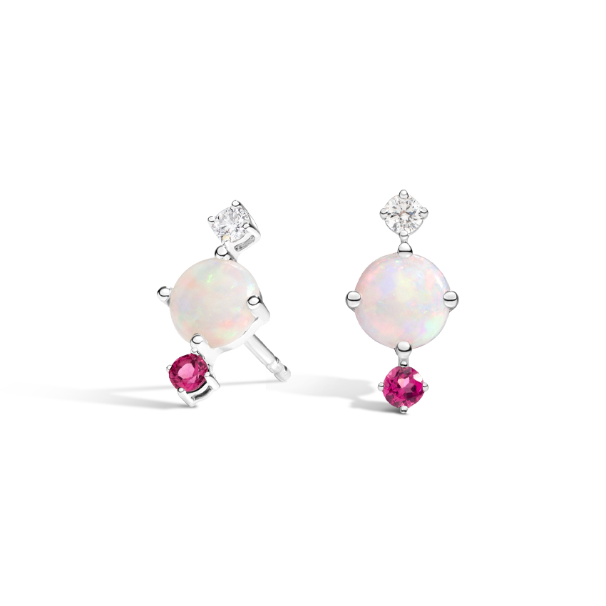 Opal, Tourmaline and Diamond Earrings 