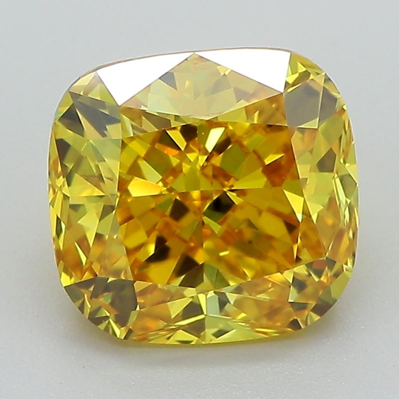 3.00 Ct. Fancy Vivid Yellow Cushion Lab Grown Diamond
