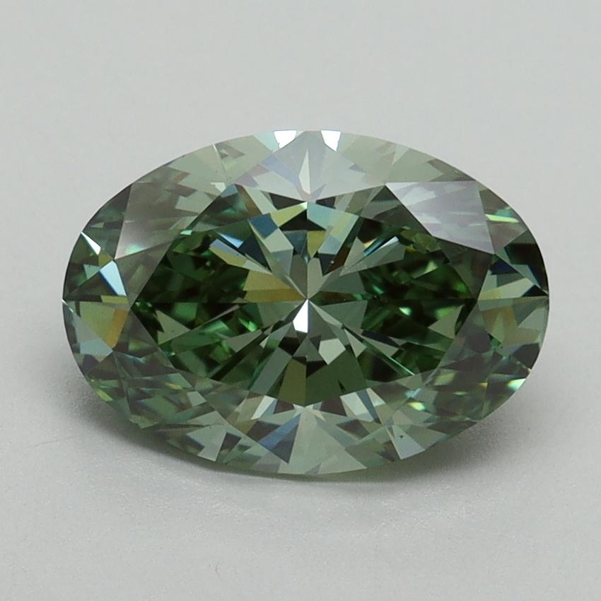 2.04 Ct. Fancy Vivid Green Oval Lab Grown Diamond