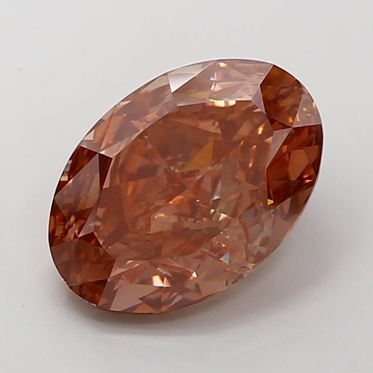 6.52 Ct. Fancy Vivid Brown Pink Oval Lab Grown Diamond