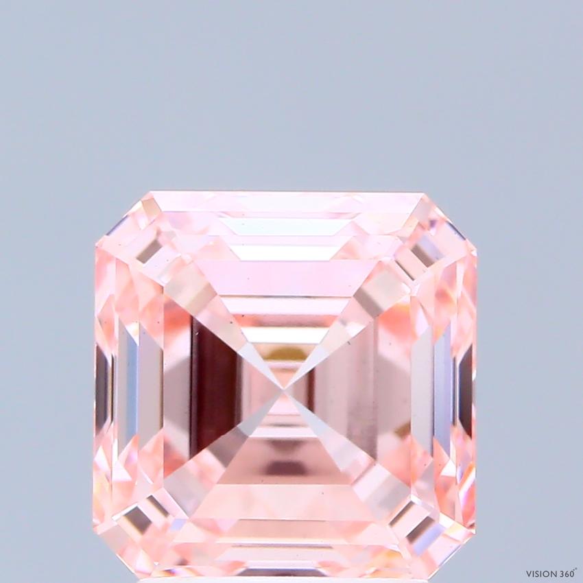 3.04 Ct. Fancy Intense Pink Asscher Lab Grown Diamond